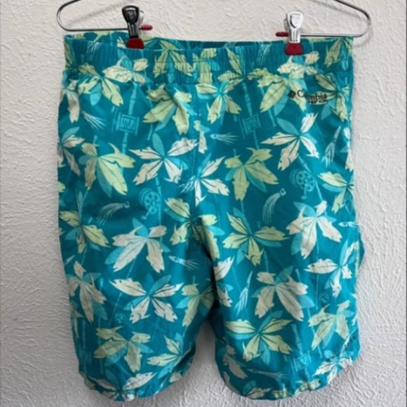 Columbia Pfg Boys Size 18/20 XL fish and rod blue and green Swim trunks with lin - Picture 2 of 3